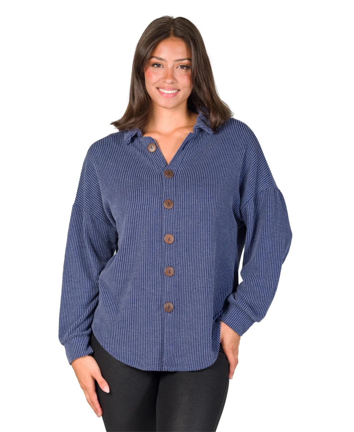 Waffle-Knit V-Neck Jacket by 24seven Comfort Apparel