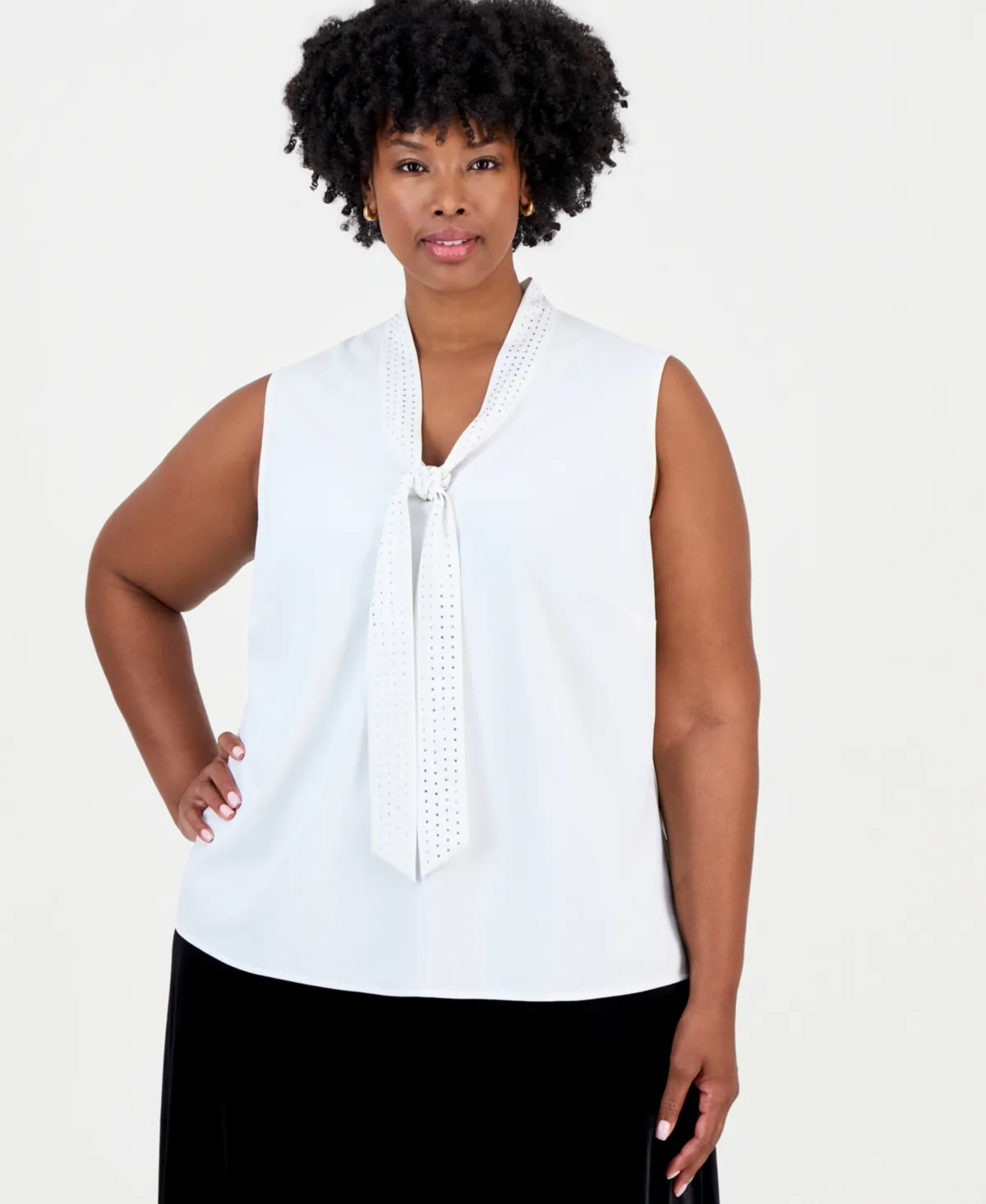 Audrey Sleeveless Tie Front Blouse by Kasper