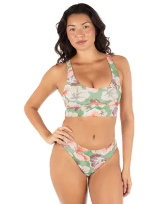 Gingko Cloud Max Longline Bralette Mid Rise Cheeky Swim Bottoms by Hurley