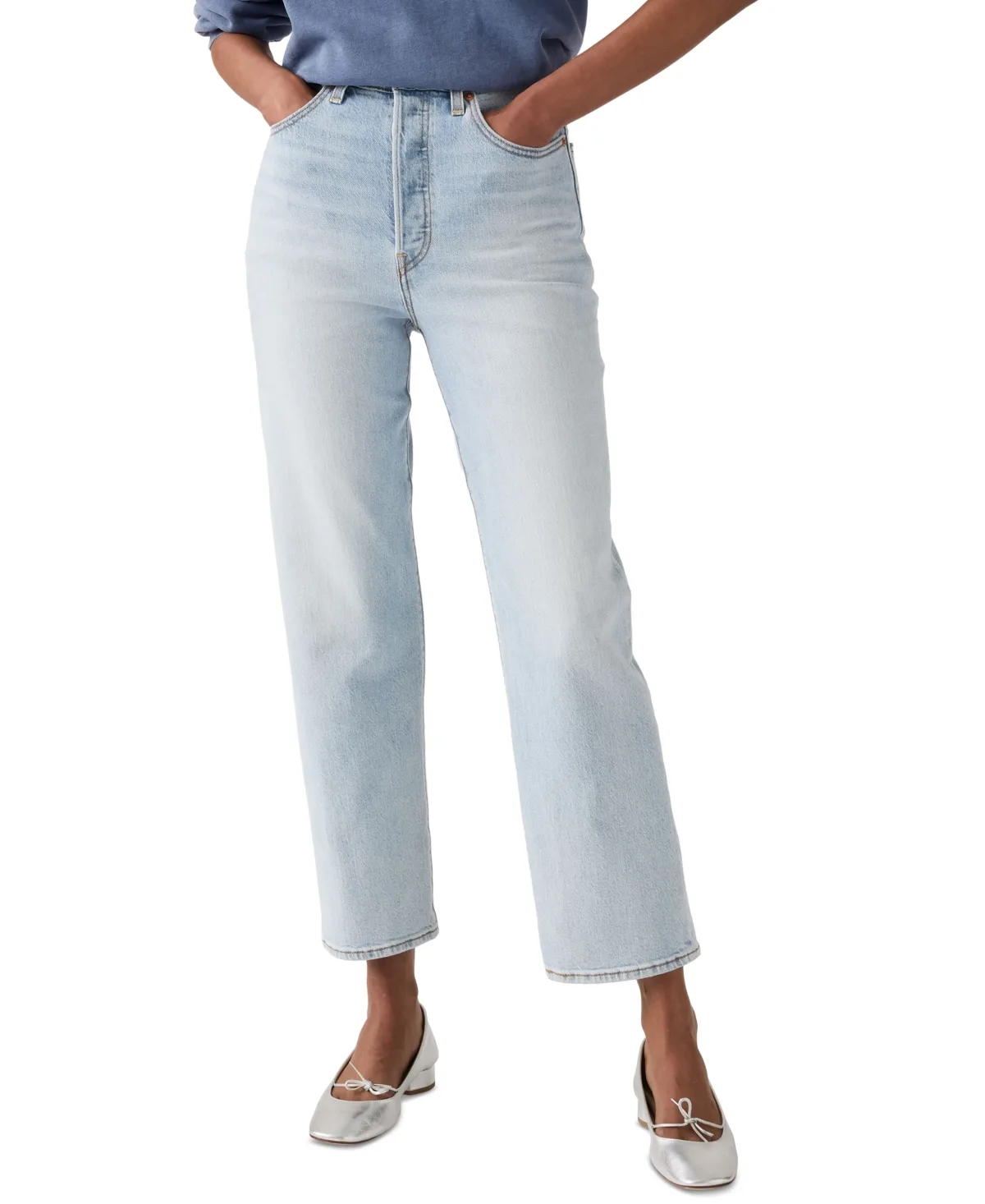 Ribcage High-Rise Straight Ankle Jeans