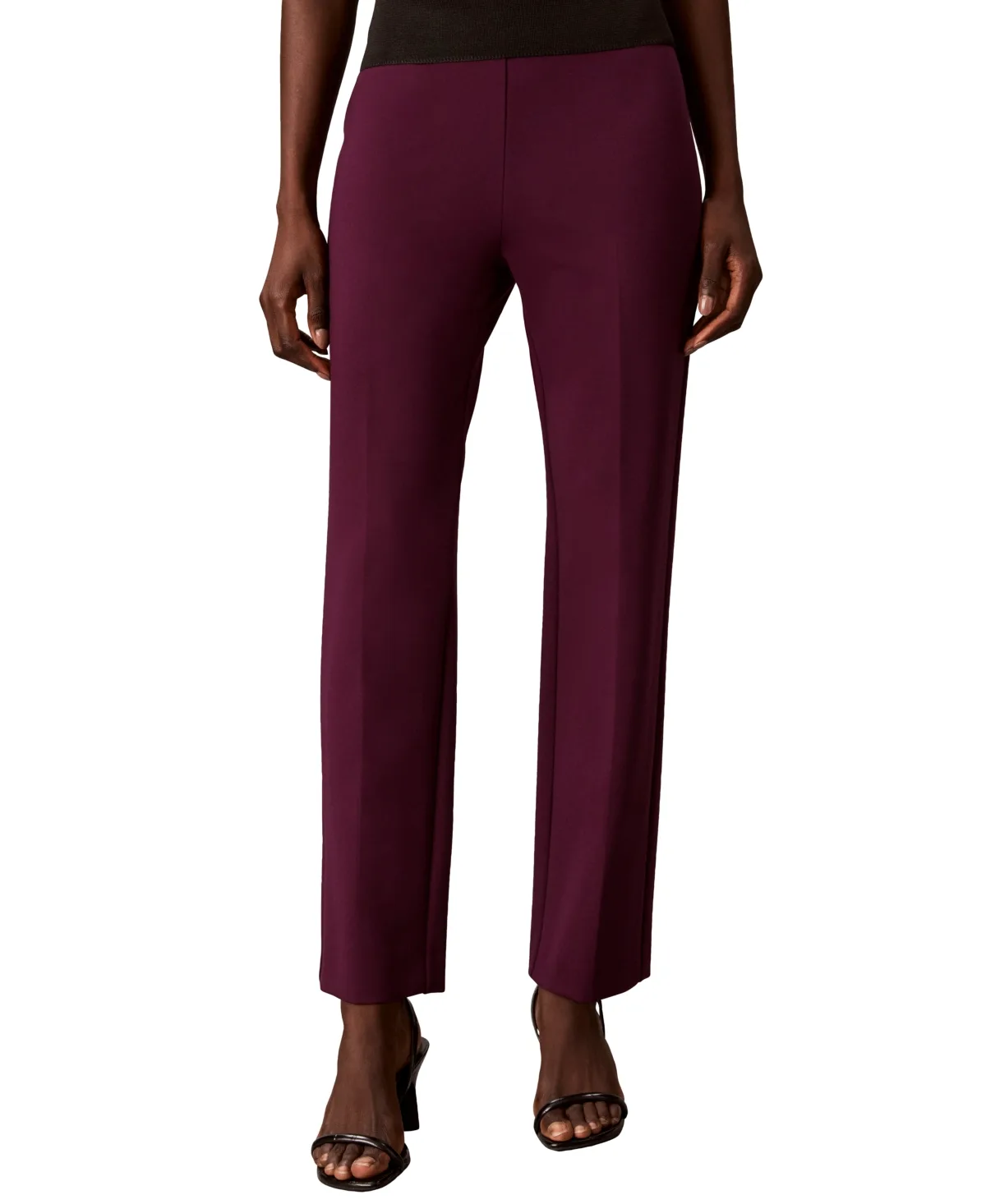 Hollywood High-Waisted Straight Pull-On Pants by Calvin Klein