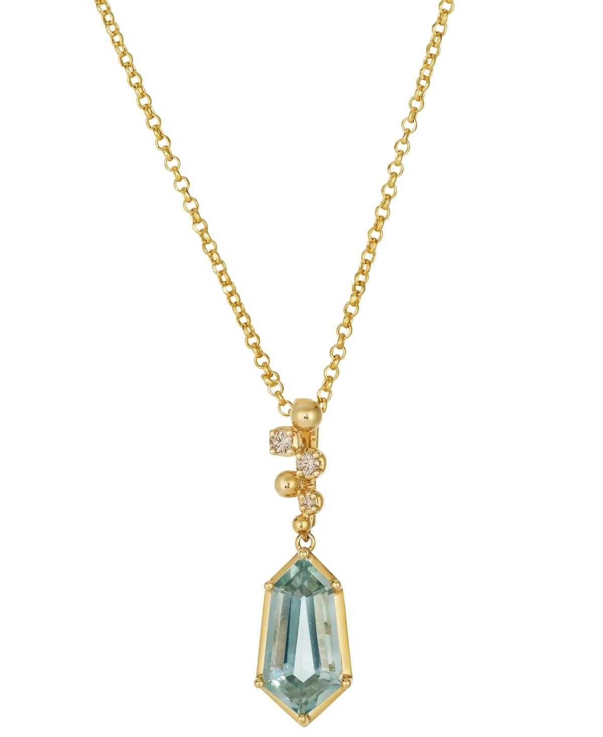 Honey Gold Diamond and Green Quartz Pendant (1/20 ct. t.w. Diamond, 2 5/8 ct. t.w. Green Quartz) in 14k Yellow Gold by Le Vian