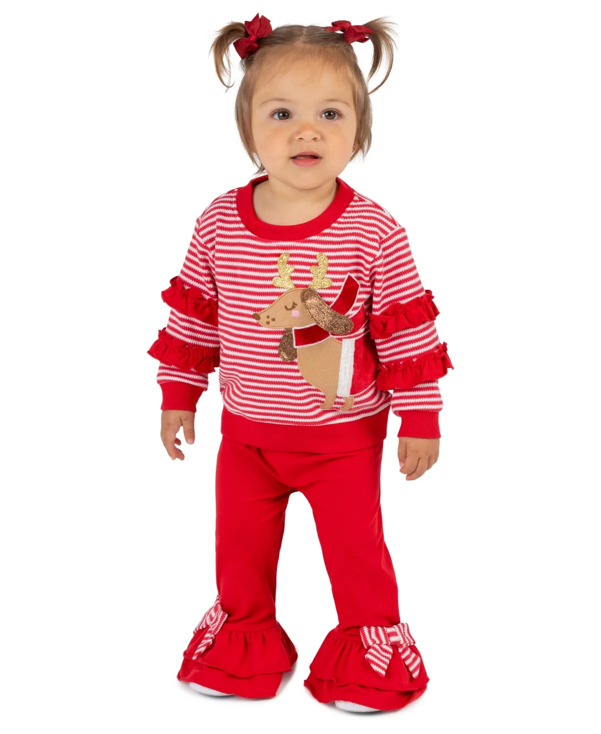 Striped Sweater with Bow Applique Leggings, 2-Piece Set by Rare Editions
