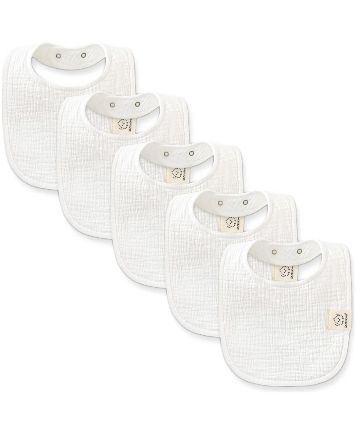 Lyra Muslin Baby Bibs for Drooling and Teething, 5-Pack Soft Cotton Bibs, 0-36 Months by Keababies