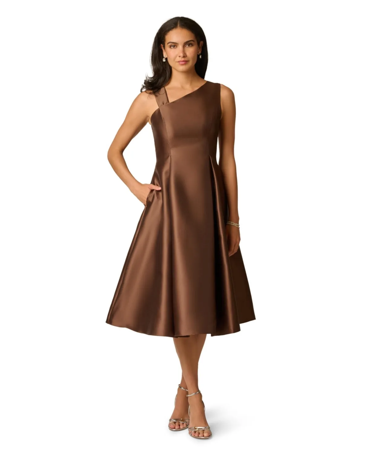 Asymmetrical Mikado Midi Dress by Adrianna Papell