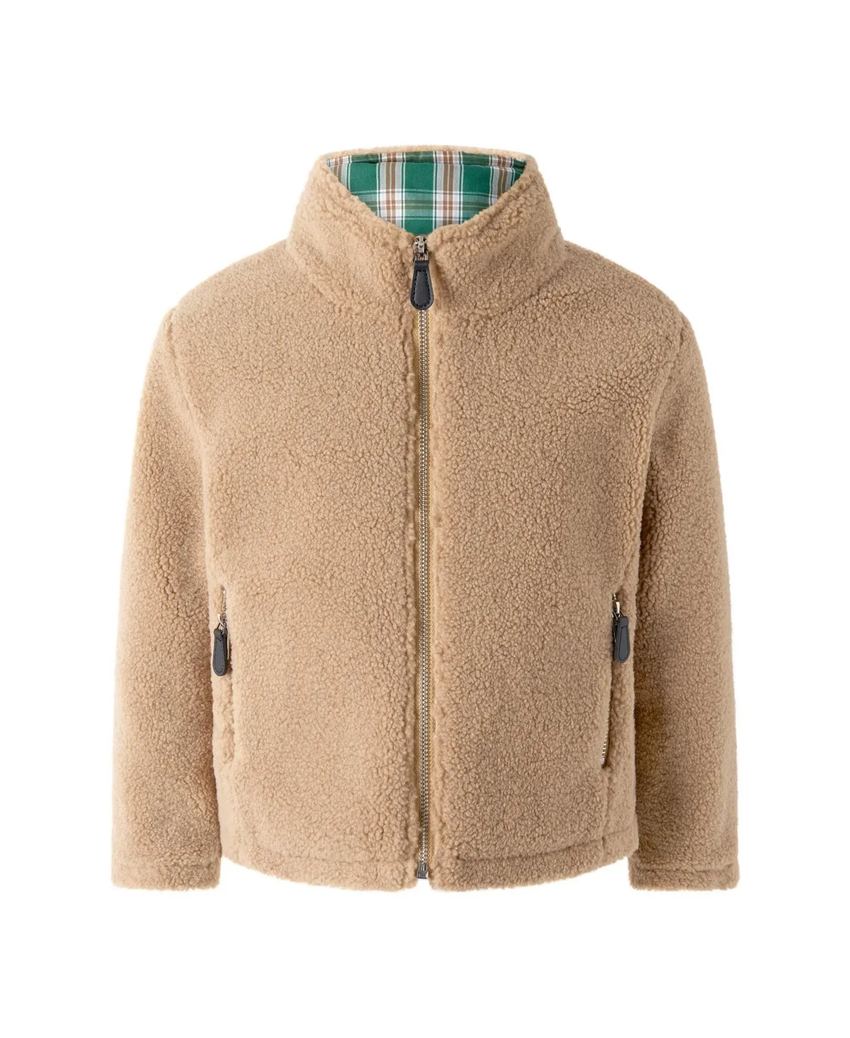 Full-Zip Stand-Collar Faux Shearling Jacket by Rachel Riley
