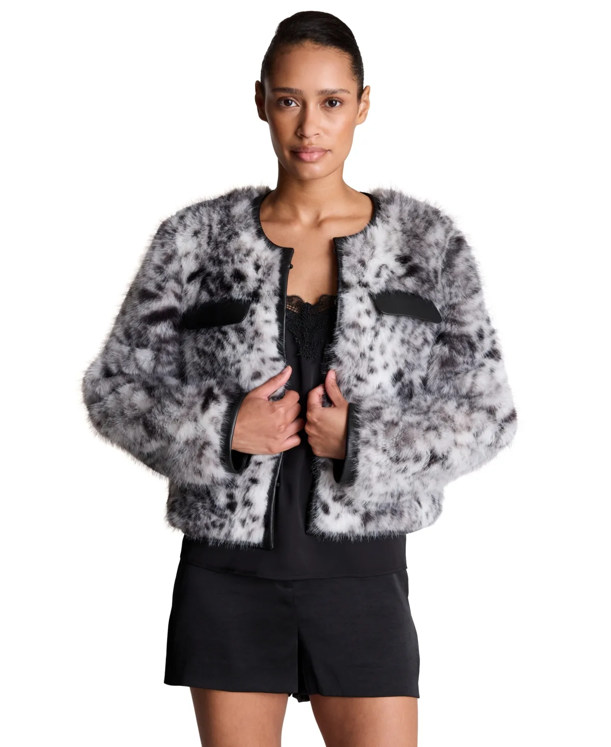 Faux Fur Animal-Print Jacket by Kenneth Cole