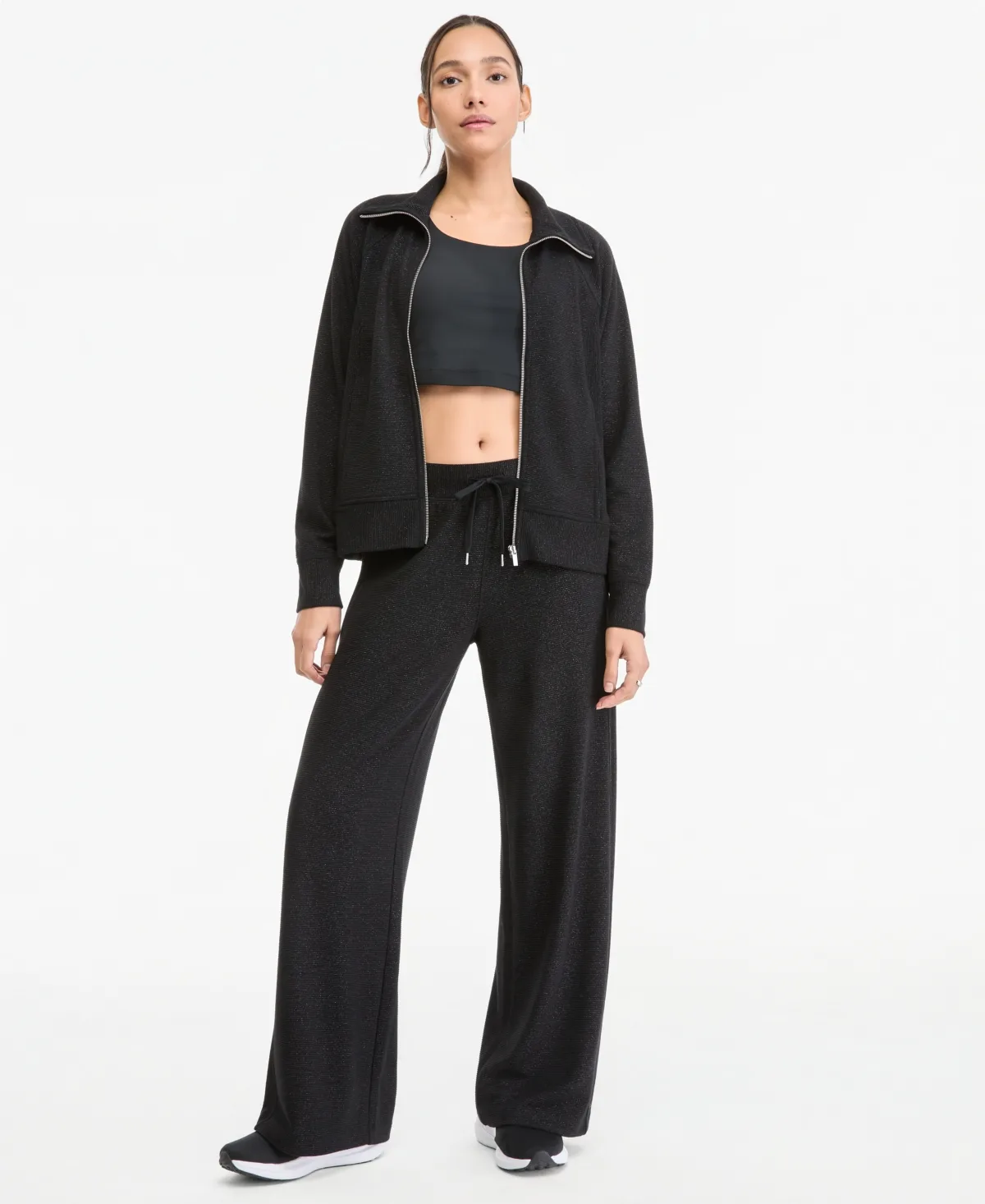Shine Wide-Leg Ottoman-Rib Pants by Id Ideology