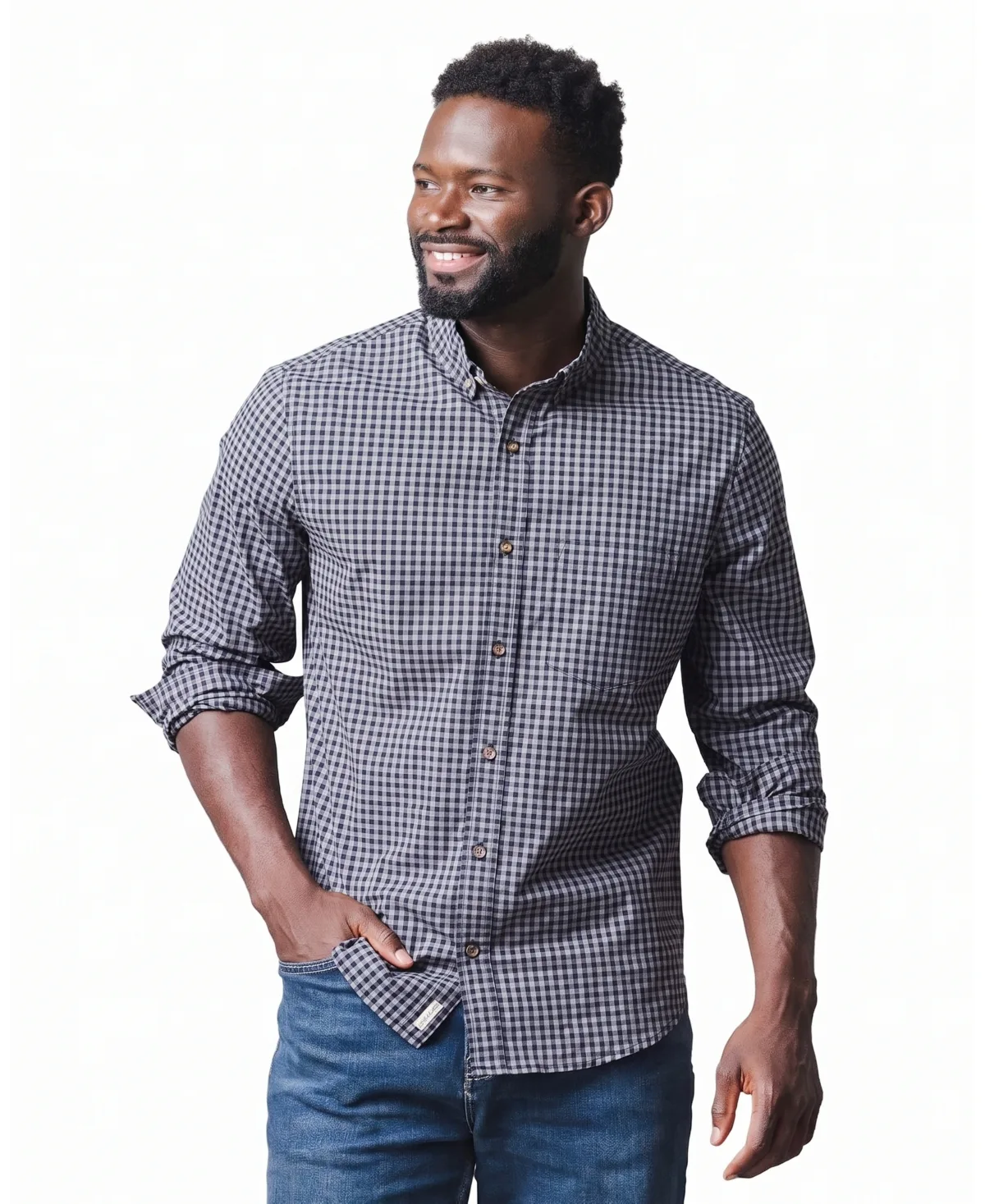Stretch Poplin Long Sleeve Button Down Shirt by Hope & Henry