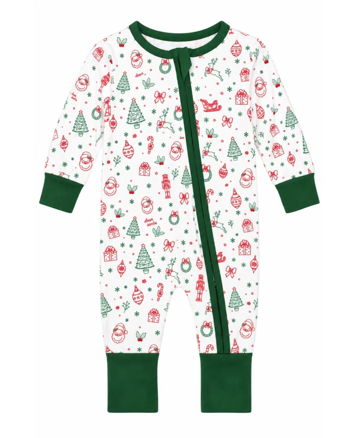 Dear Santa Long-Sleeve Zipper-Closure One-Piece Pajamas by Bits & Bows