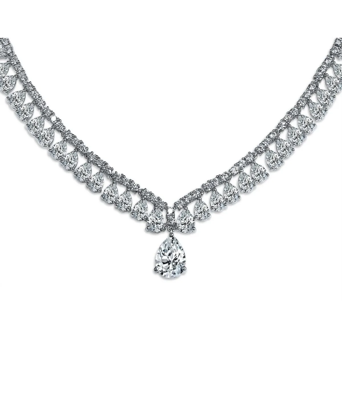 Vintage Solitaire Teardrop Cz Statement V Collar Necklace Silver Plated 16 by Bling Jewelry