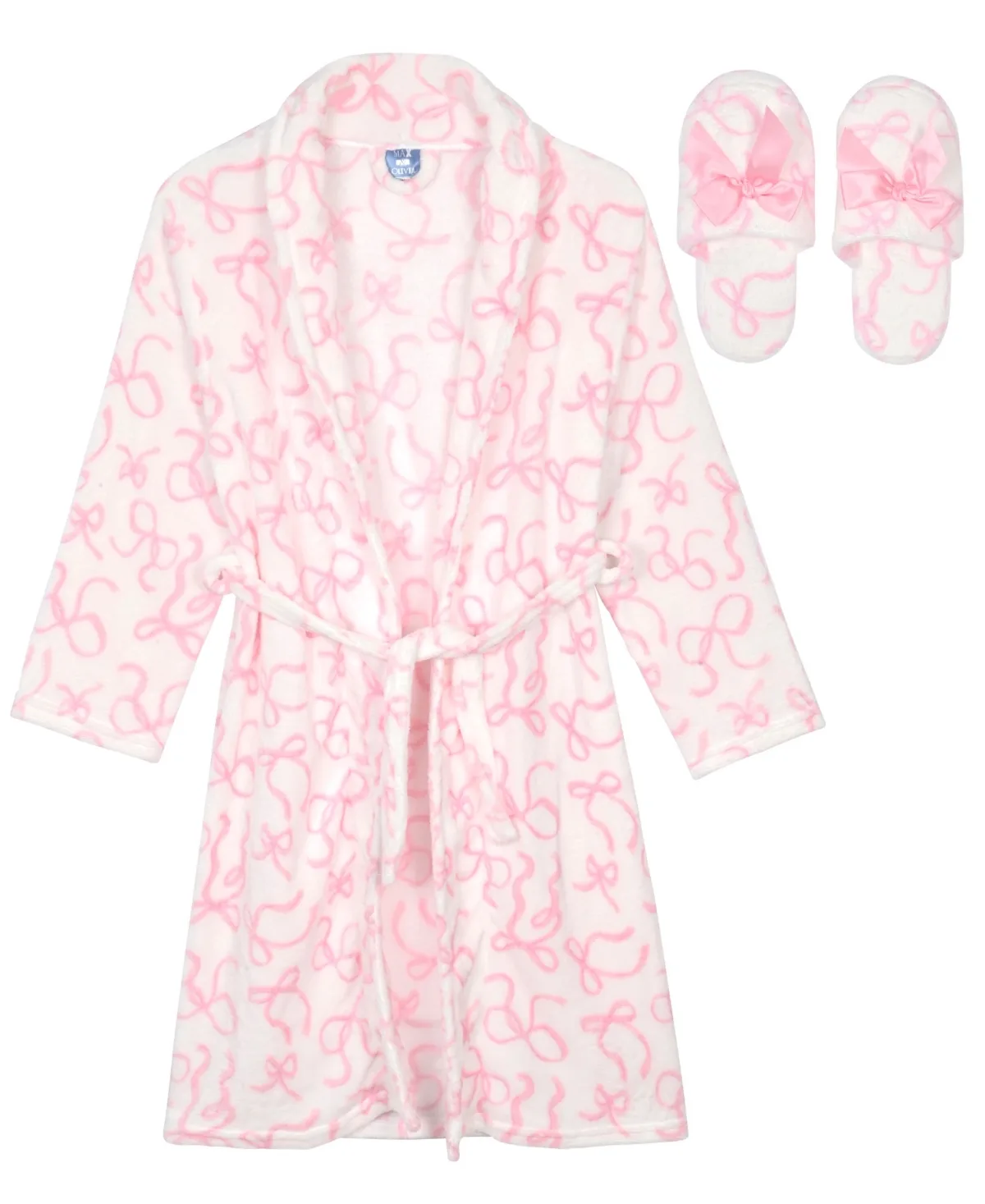 Long-Sleeve Shawl-Collar Robe and Slippers, 2-Piece Set by Max & Olivia