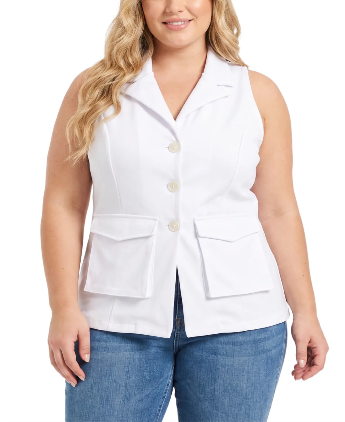 Sleeveless Tailored Notch Collar Vest by Ny Collection