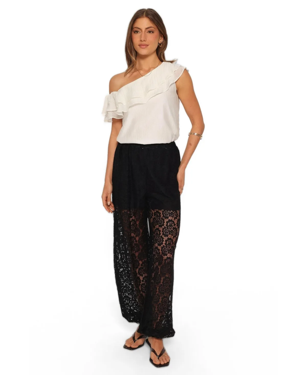 Chloe Pull-On High-Rise Balloon Lace Pants by Petal and Pup
