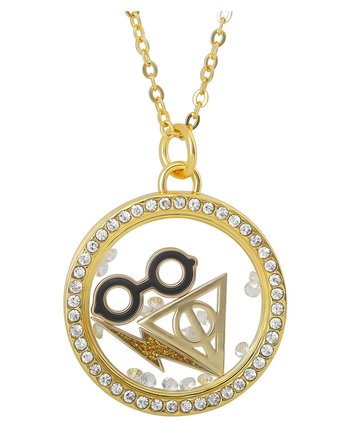 Harry Potter Lightning Scar and Glasses Shaker Pendant Necklace with Crystals - 18+1 by Harry Potter