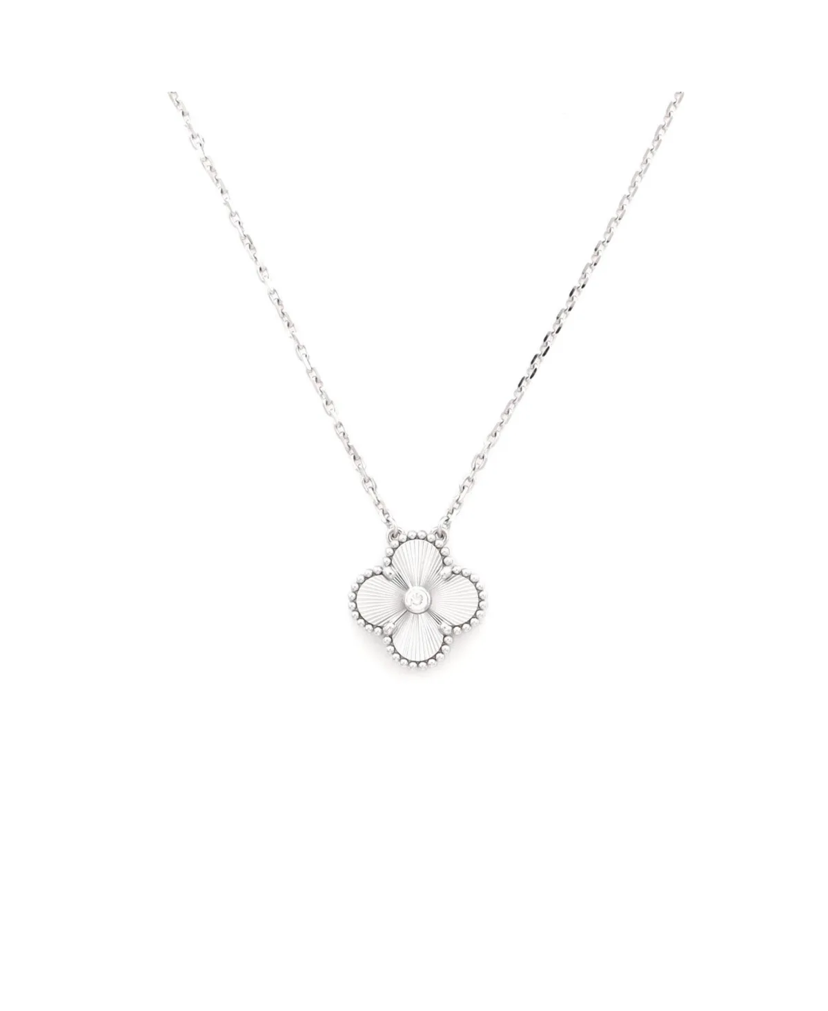 Pre-Owned Van Cleef and Arpels Vintage Alhambra Pendant Necklace - 18k White Gold by Pre Owned Van Cleef & Arpels