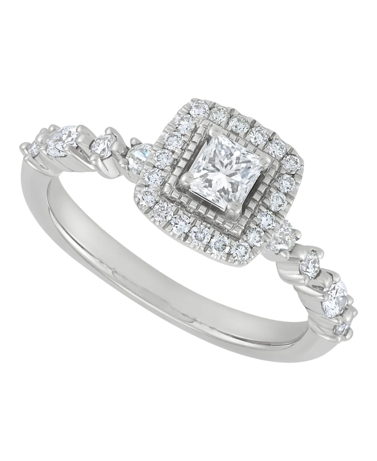 Princess Halo Diamond Ring (3/4 ct. t.w.) in 14k White Gold by Macy's
