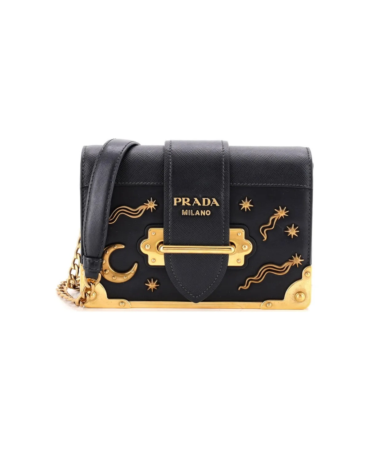 Pre-Owned Prada Small Cahier Crossbody Bag Embellished Leather