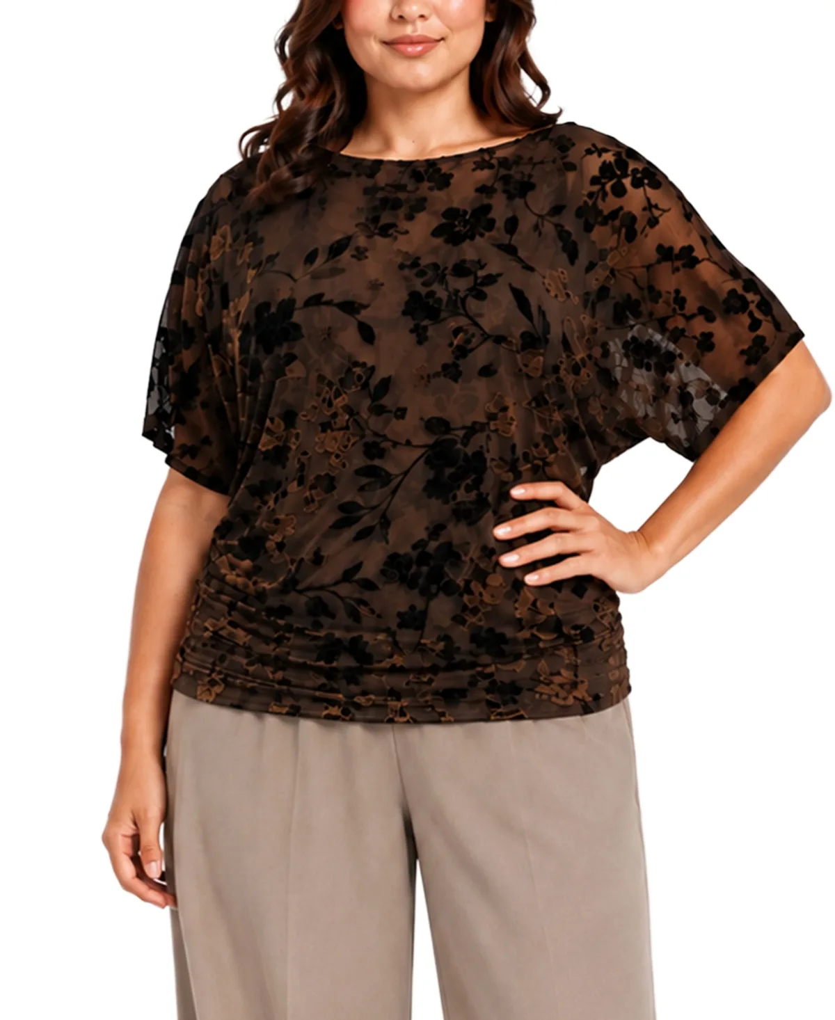 Boat Neck Batwing Sleeve Velvet Blouse by Coin 1804