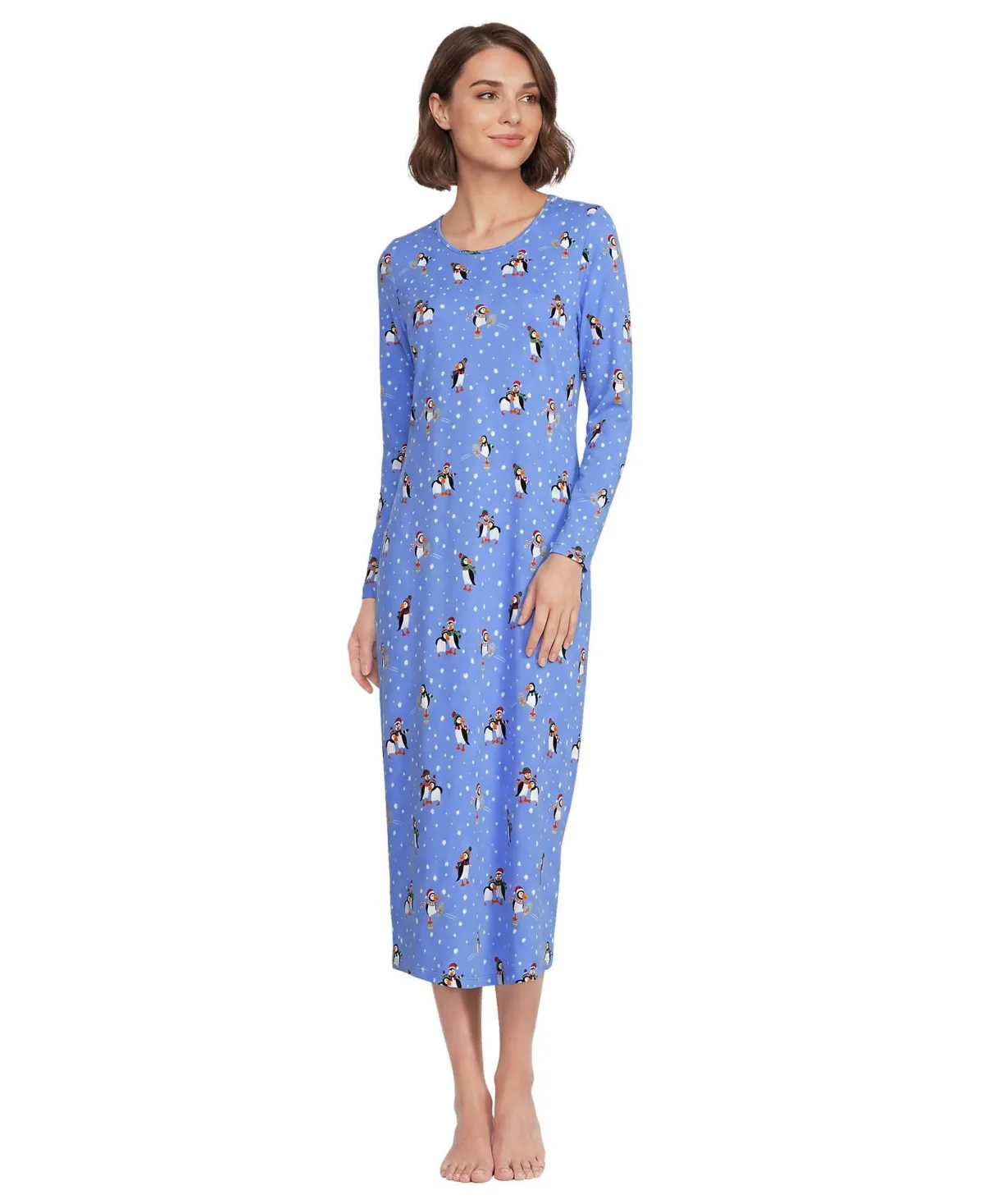 Cotton Long Sleeve Midcalf Nightgown by Lands' End
