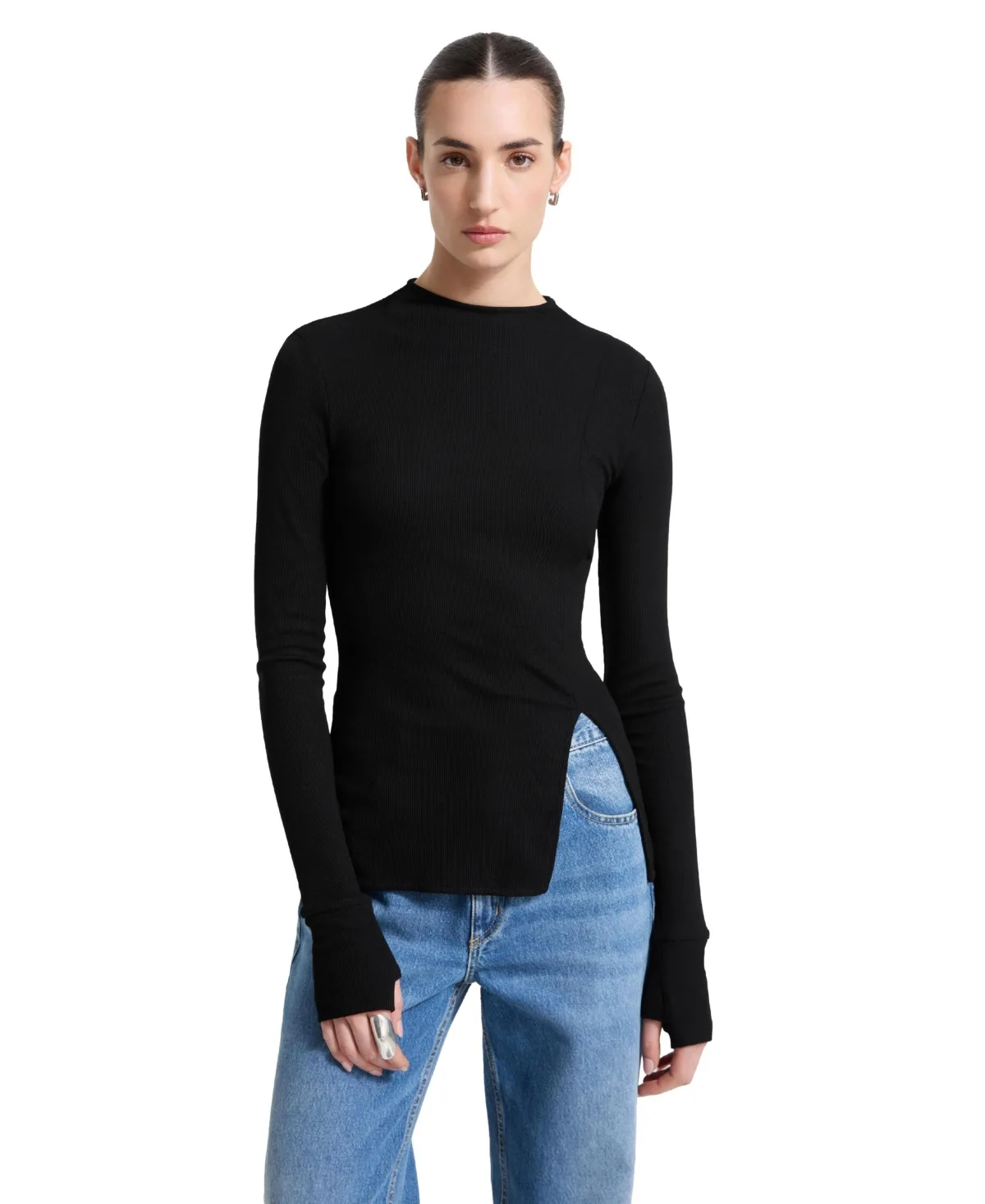 Clover High-Neck Ribbed Jersey Top by Marcella