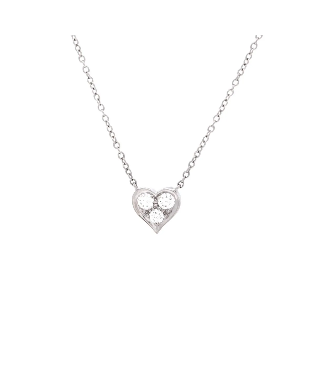 Pre-Owned Tiffany and Co Heart 3 Diamond Pendant Necklace by Tiffany & Co.