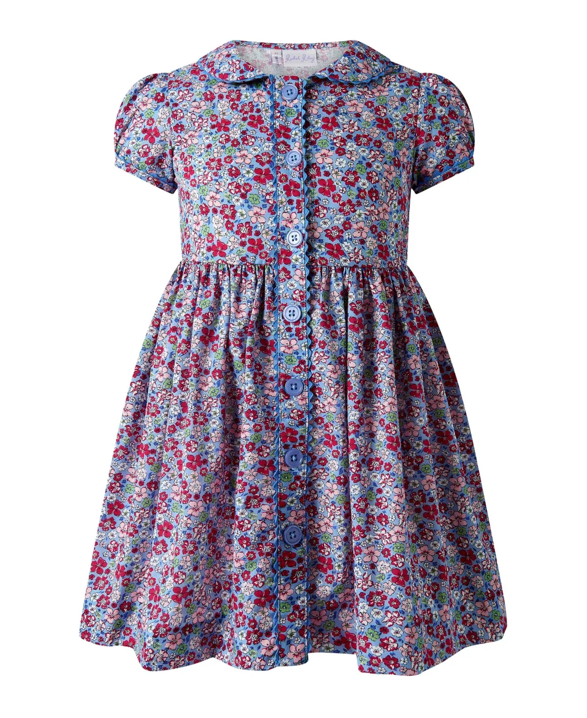 Country Garden Floral-Print Puff-Sleeve Peter Pan Collar Dress by Rachel Riley