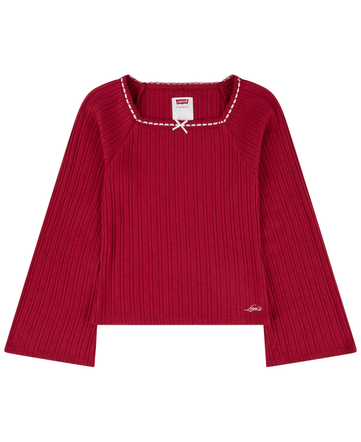 Bell-Sleeve Square-Neck Ribbed-Knit Top by Levi's