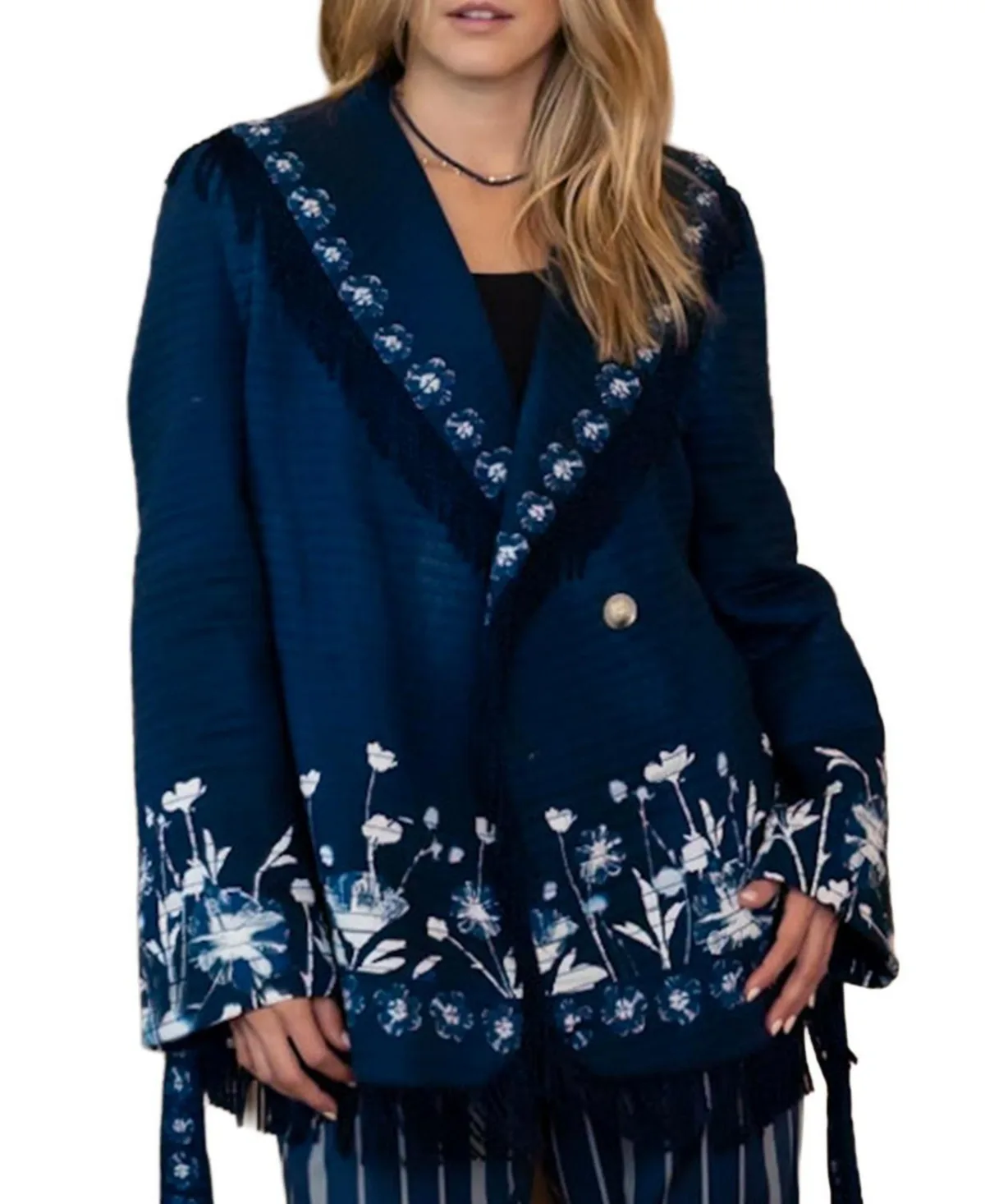 Lena Quilted Floral-Print Wrap Jacket by Eddy