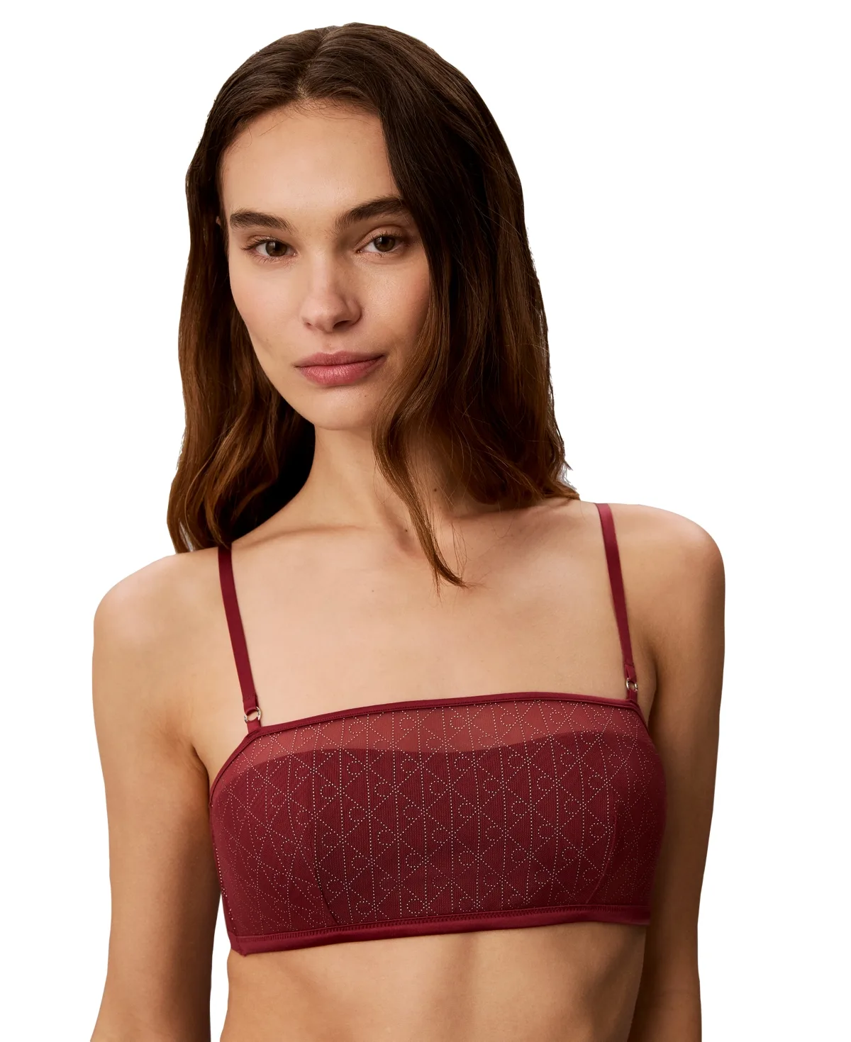 Emblem Mesh Lightly Lined Convertible Bandeau by Calvin Klein