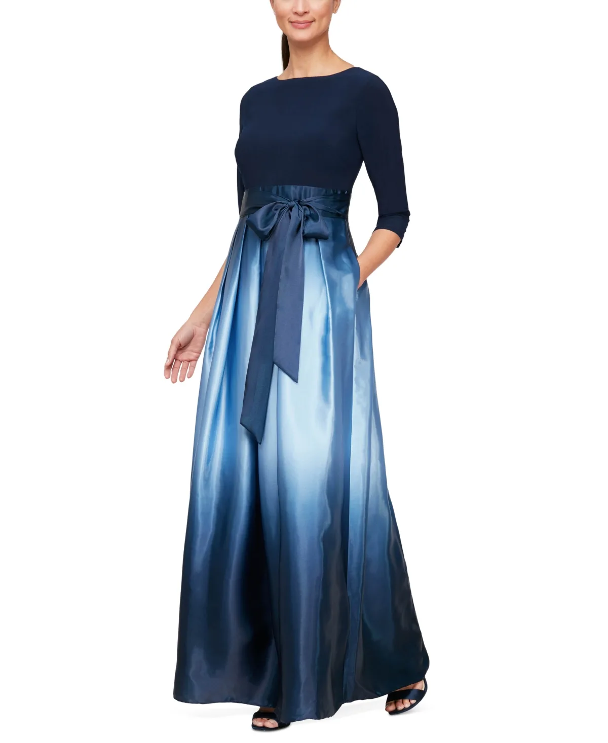 3/4-Sleeve Ombre Gown by Sl Fashions