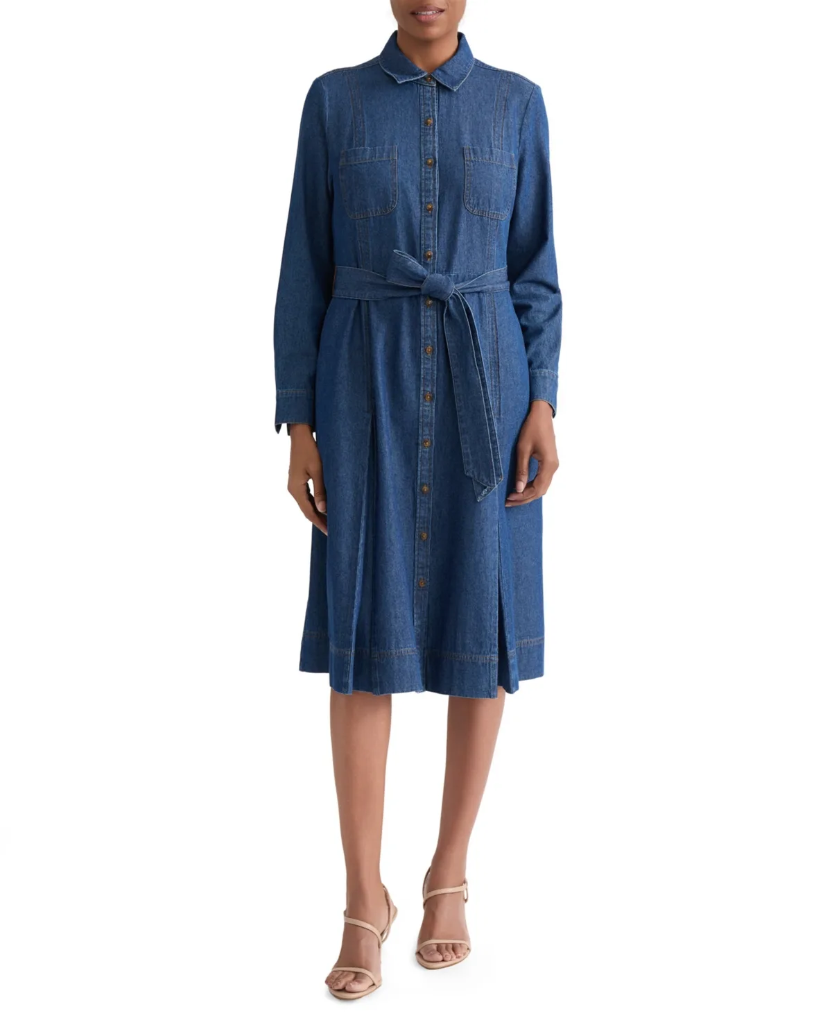Chambray Long-Sleeve Shirt Dress by Jones New York