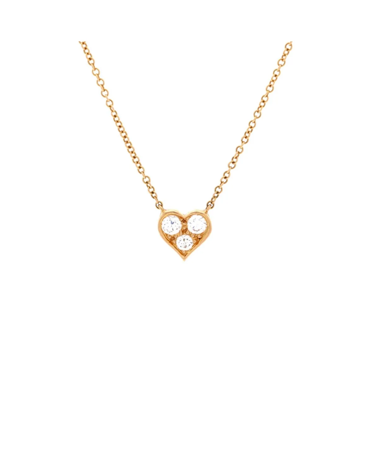 Pre-Owned Tiffany and Co Sentimental Heart 3 Diamond Pendant Necklace - 18k Rose Gold