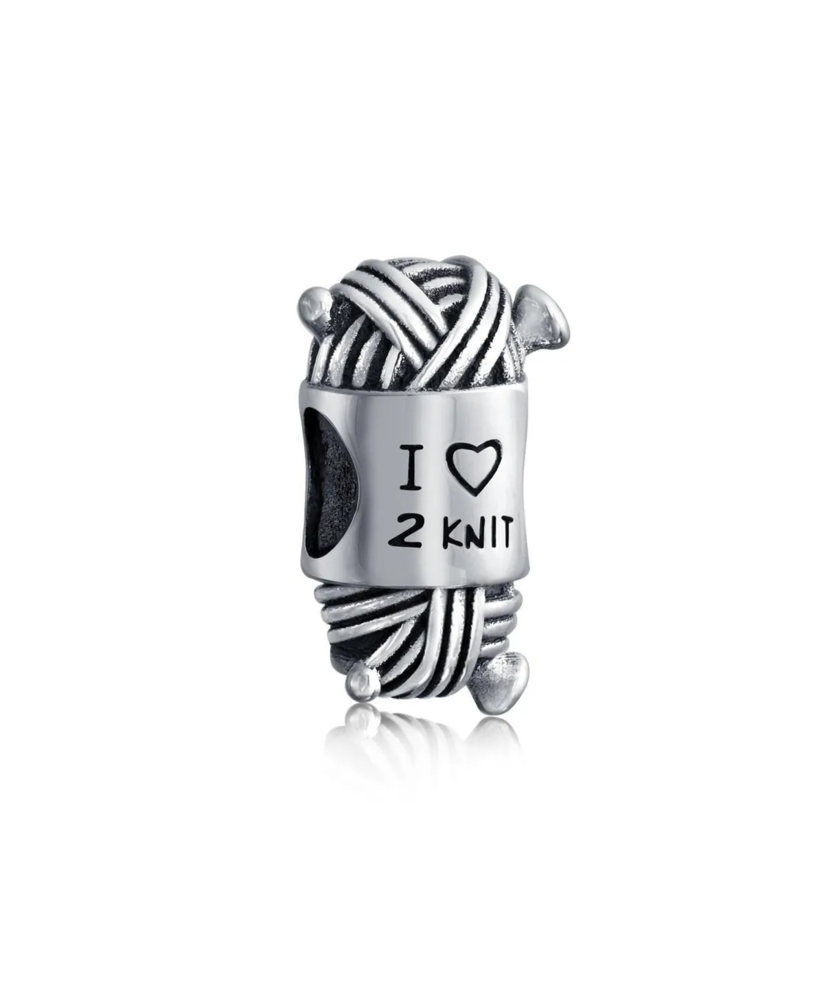 Sterling Silver I Love 2 Knit Charm by Bling Jewelry