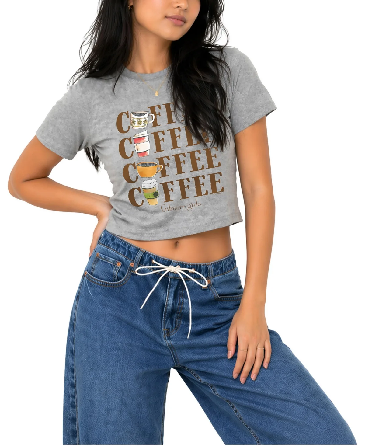 Coffee, Coffee, Coffee Cropped Graphic Short-Sleeve T-Shirt