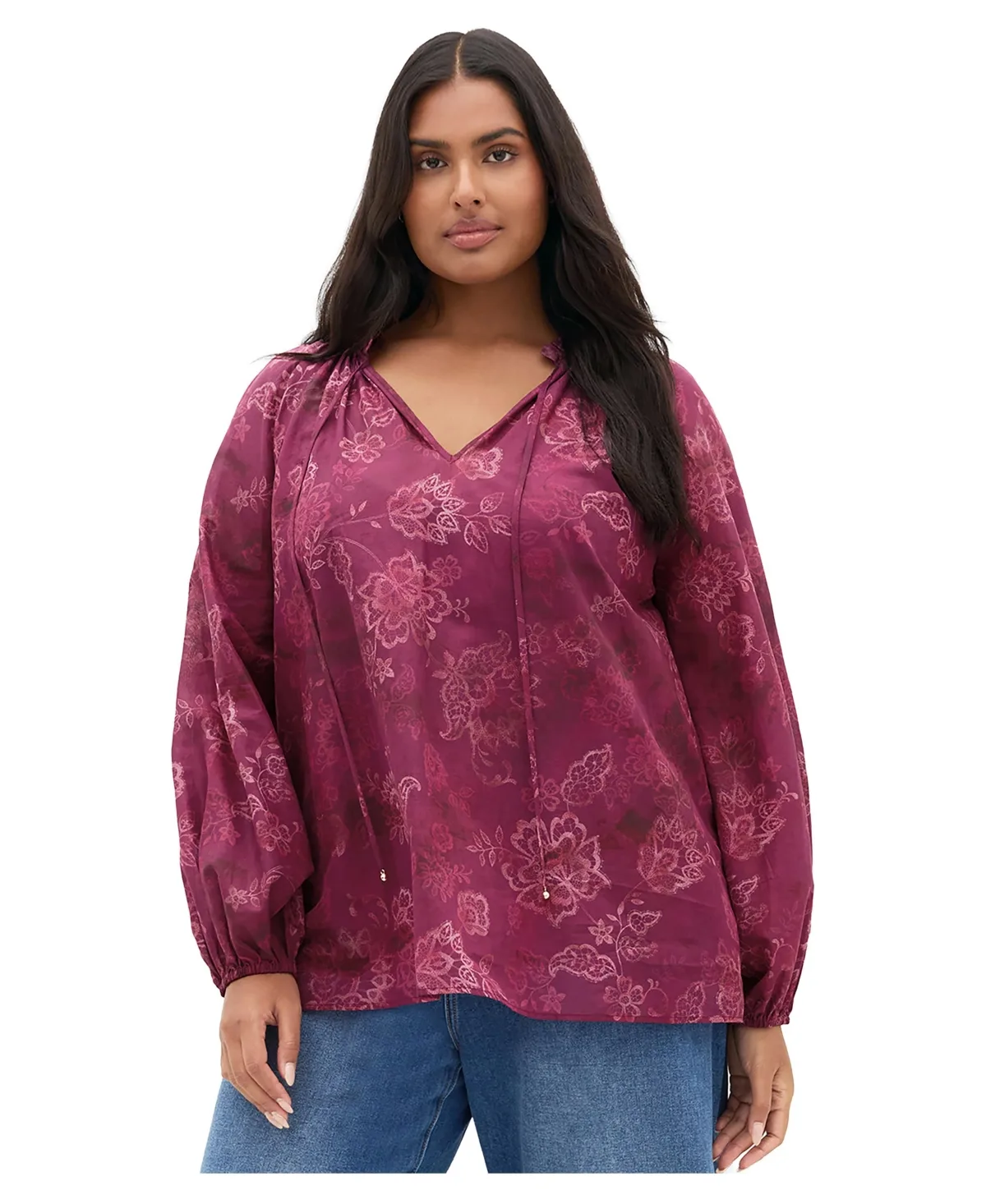 Eternal Love Lace-Print Relaxed-Fit Blouse by City Chic