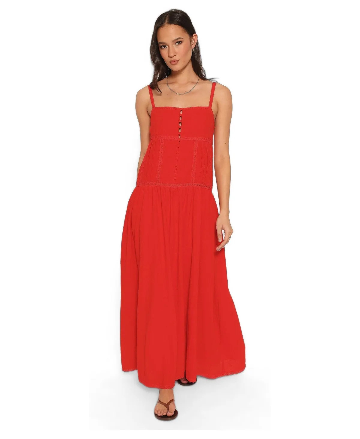 Ebonie Square-Neck Sleeveless Cotton Maxi Dress