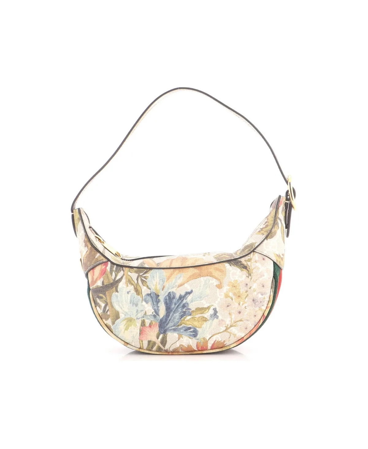 Pre-Owned Gucci Mini Ophidia Half Moon Bag Water Flora GG Coated Canvas by Gucci