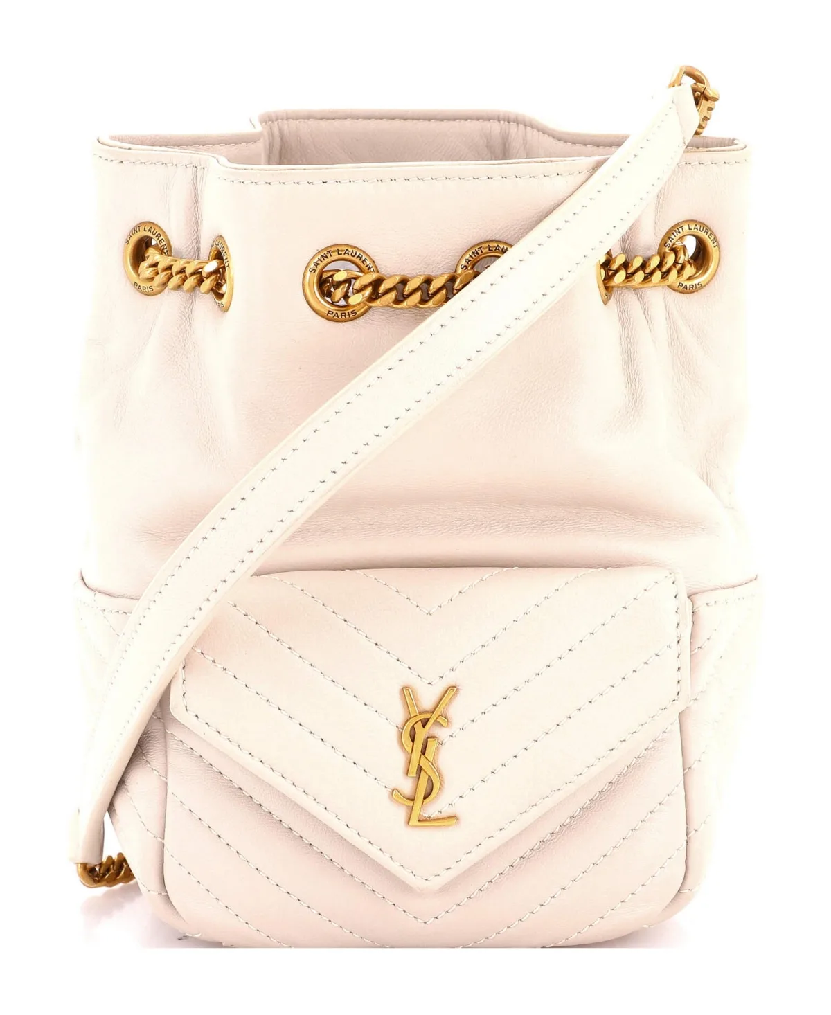 Pre-Owned Saint Laurent Mini Joe Bucket Bag Matelasse Chevron Leather by Saint Laurent