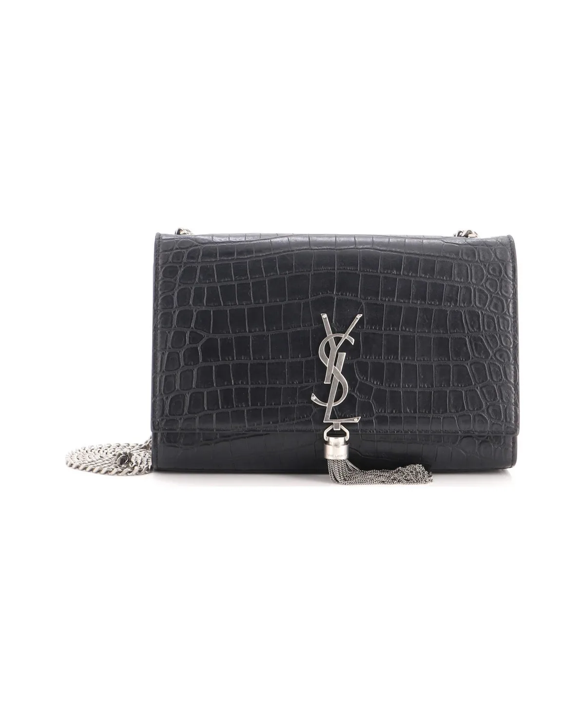 Pre-Owned Saint Laurent Medium Classic Monogram Tassel Crossbody Bag Embossed Leather