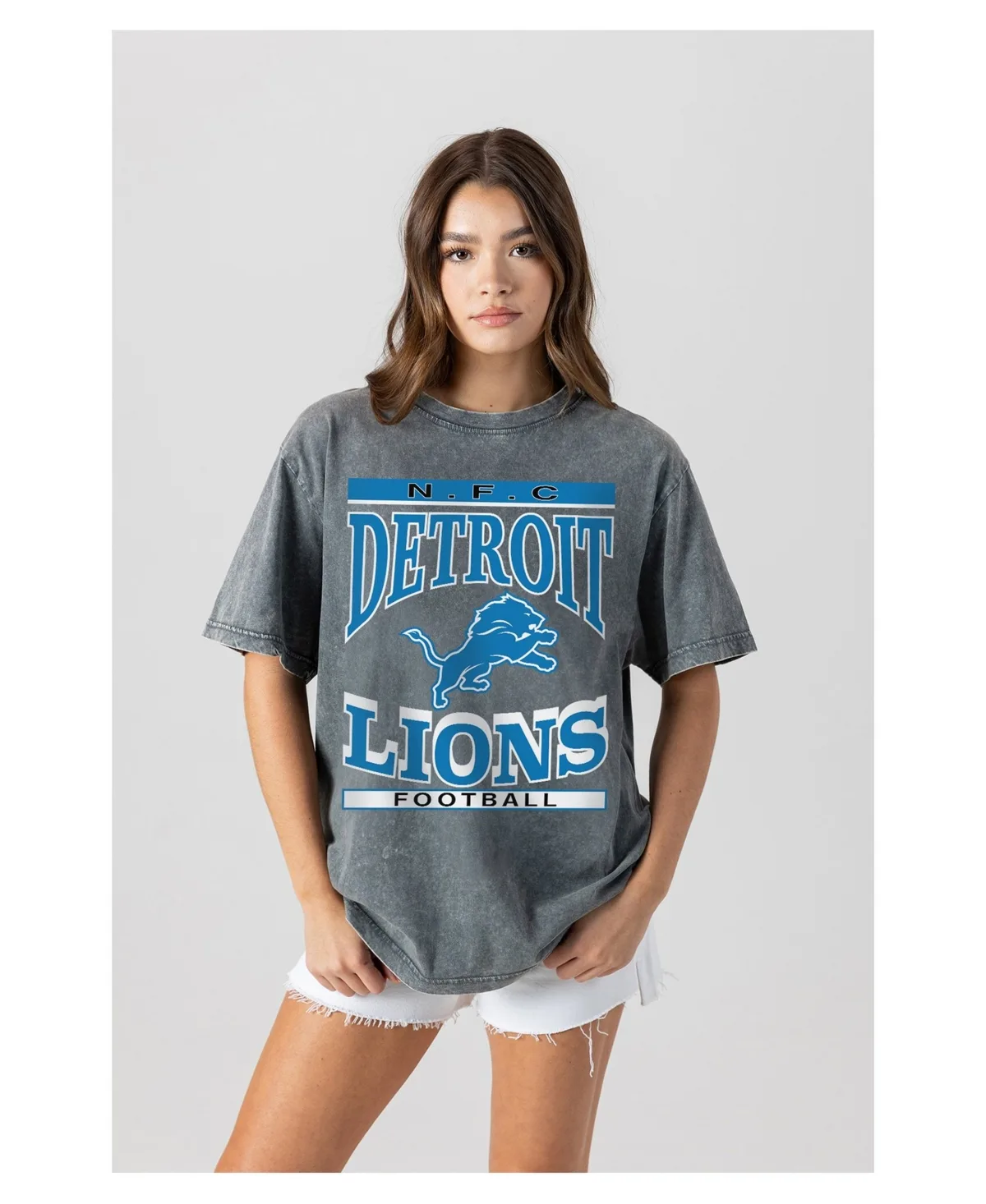 Detroit Lions Oversized Classic Grind Washed T-Shirt by Gameday Couture