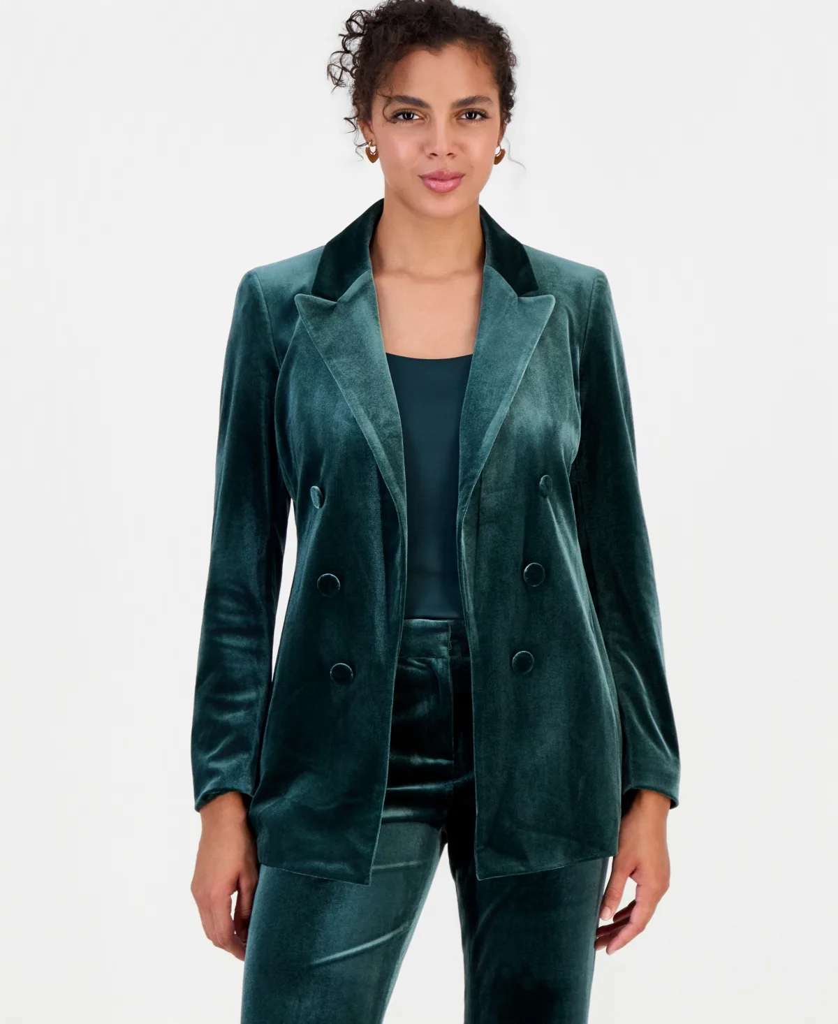 Velvet Faux Double-Breasted Blazer by Bar III