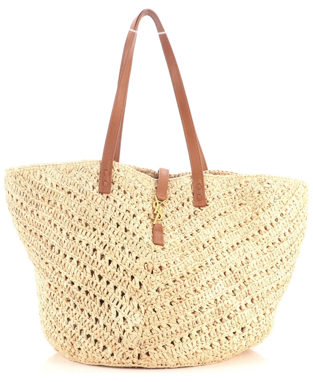 Pre-Owned Saint Laurent Medium Panier Monogram Basket Shopper Raffia by Saint Laurent