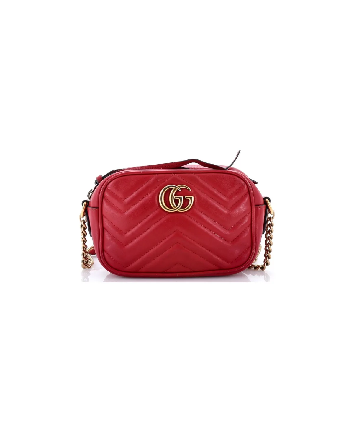 Pre-Owned Gucci Mini Gg Marmont Shoulder Bag Matelasse Leather by Gucci