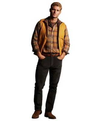 Plaid Flannel Canvas Vest Ribbed Raglan Crewneck T Shirt Button Front Flannel Shirt Superfine Corduroy Pants by Weatherproof Vintage