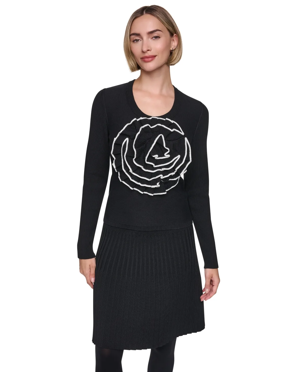 Rosette Scoop Neck Long-Sleeve Sweater by Sonia Rykiel
