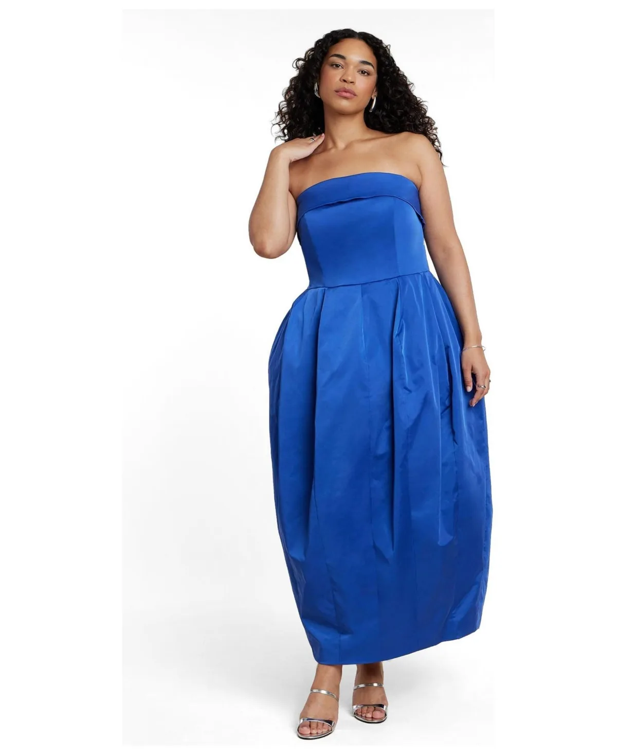 Strapless Pleated-Bubble Maxi Dress by Eloquii