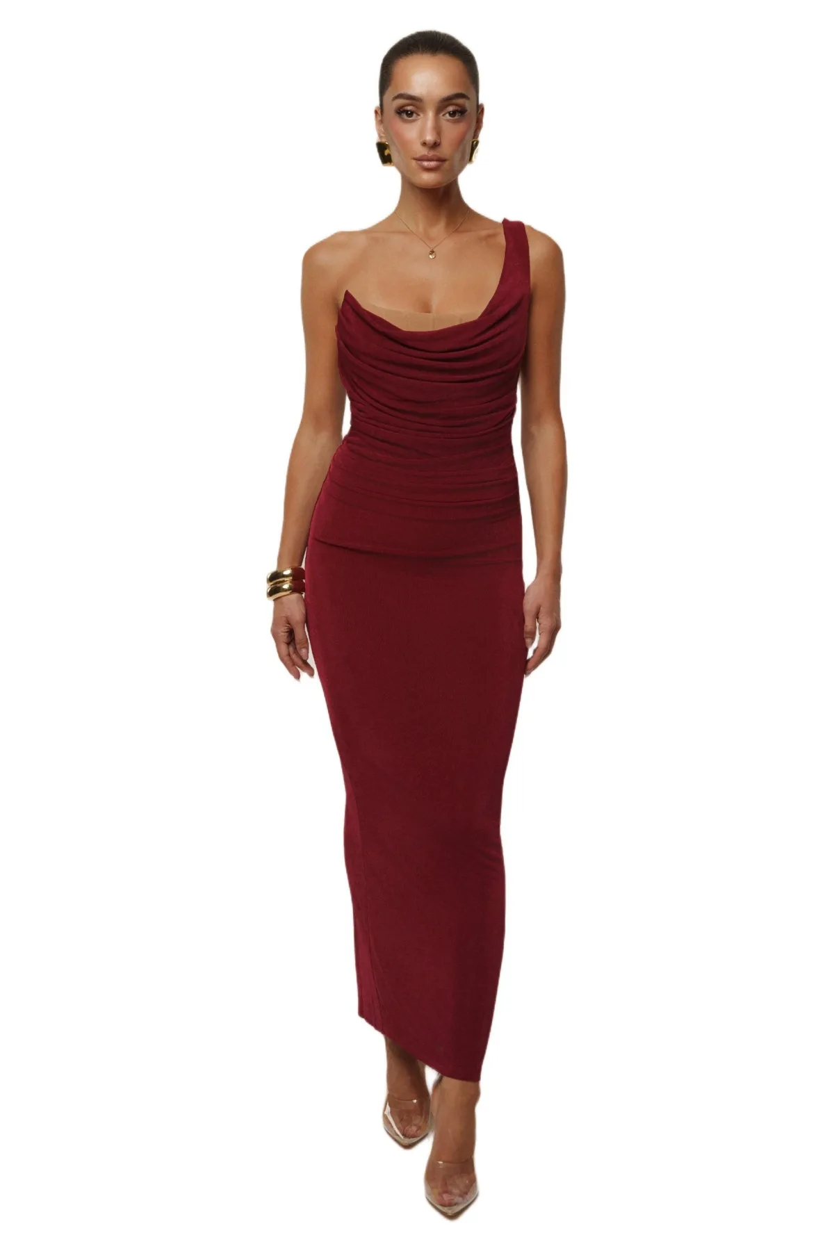 Slinky Krishna One Shoulder Maxi Dress by Jluxlabel