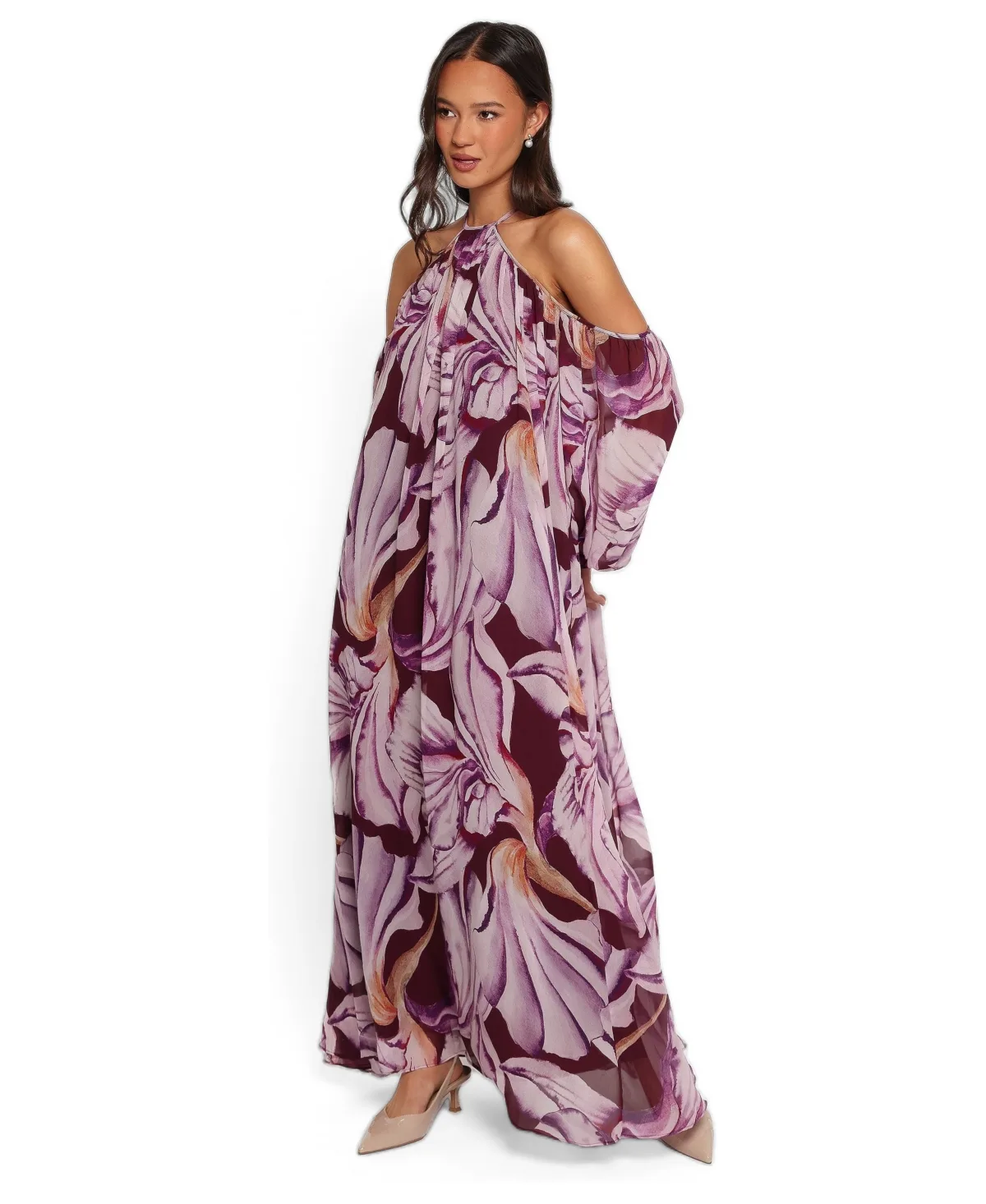 Laiken Floral Cold-Shoulder Halter Maxi Dress by Petal and Pup
