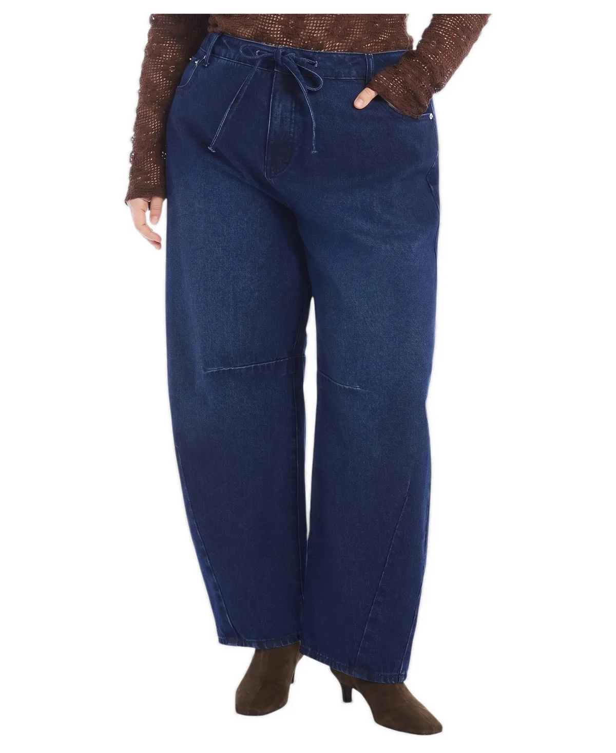 June and Vie Dramatic Drawstring Barrel Jean by June & Vie